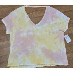 We The Free All Mine Berry Combo Tie Dye Tee Size Small Peak A‎ Boo Open Back